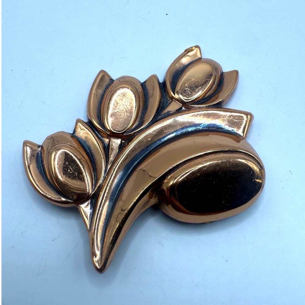 Renoir Copper Tulip Brooch Mid Century Modern Floral Vintage‎ Pin